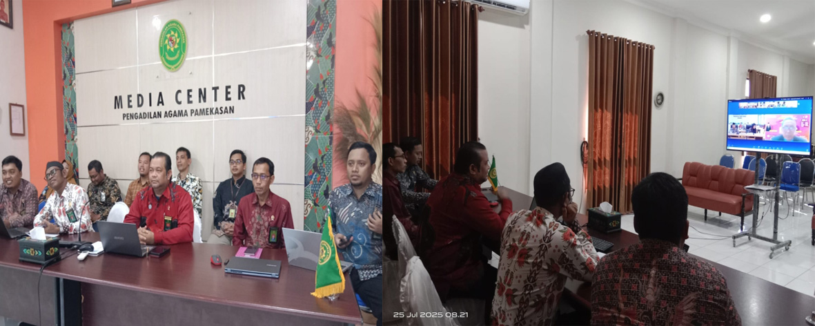 Para Hakim dan Tenaga Teknis PA Pamekasan Ikuti Bimtek Virtual  Kaum Rentan Berhadapan dengan Hukum